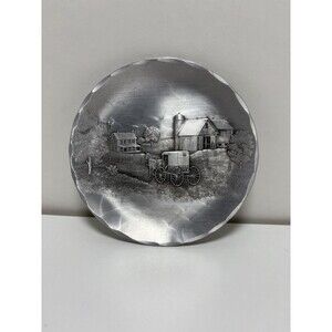Wendell August Forge Amish Returning Home Hammered Aluminum Coaster Plate 9”